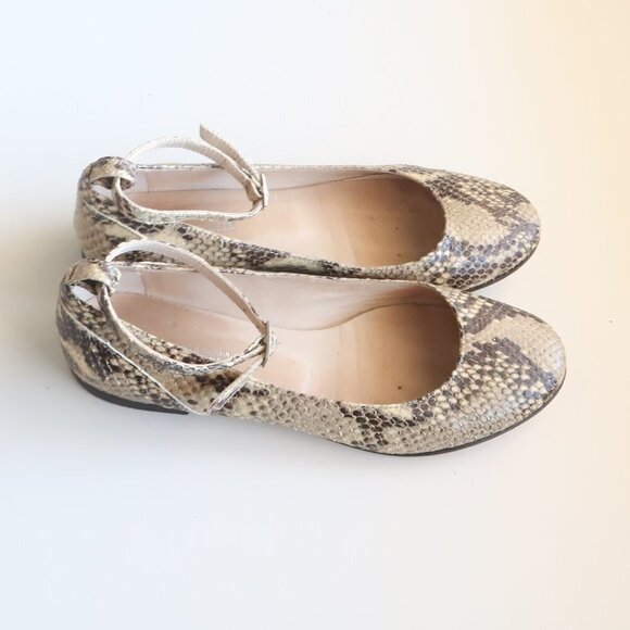 Italian Designer Paolo Castignani Snakeskin Ankle Strap Flats / Ballerinas 7 - Picture 15 of 16